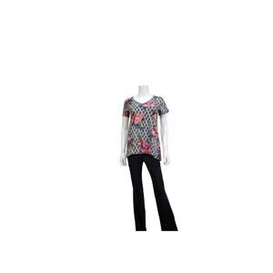LuLaRoe Women's Black/White Floral High-Lo Scoop Neck Top, Size: XX-Small, New